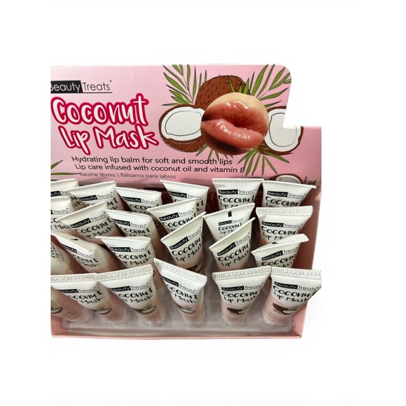 Beauty Treats Coconut Lip Mask Hydrating Lip Balm 24pc Full Retail Display Set - Picture 2 of 5